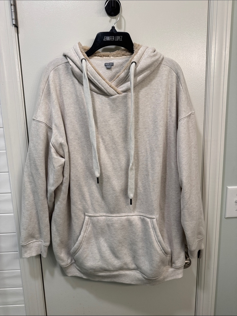aerie Cream Sherpa-Lined Hooded Pullover